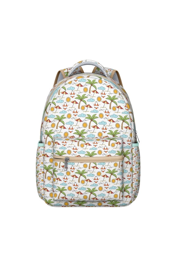 Exotic Botanical Themed Waterproof Backpack, Ergonomic & Stylish for College & Daily Use