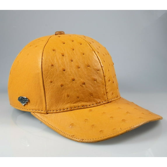 Exotic Cap Genuine Ostrich Leather Adult Size Adjustable color Buttercup, Gorra de Avestruz original
