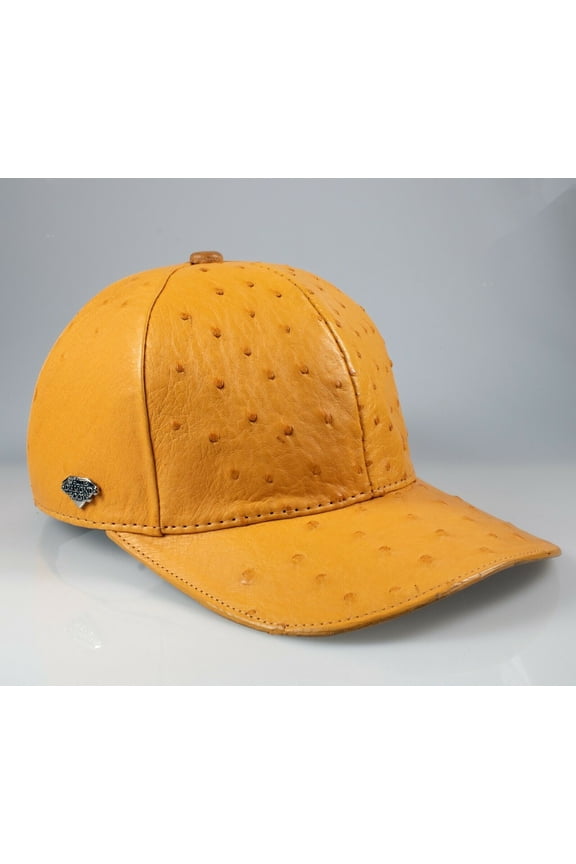 Exotic Cap Genuine Ostrich Leather Adult Size Adjustable color Buttercup, Gorra de Avestruz original
