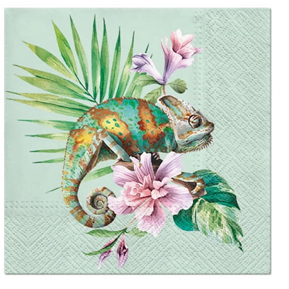 Exotic Chameleon - Decorative Tropical Lunch Paper Napkins 100pcs - Perfect for Decoupage, Pool Party, Birthday, Special Occasions, Weddings