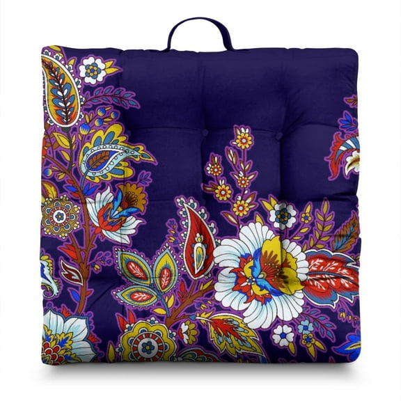 Exotic Chic Floor Seating Pad - Artistic Mandala Square Cushion with Elegant Floral Pattern, Ultra-Soft Skin-Friendly Fabric for Meditation