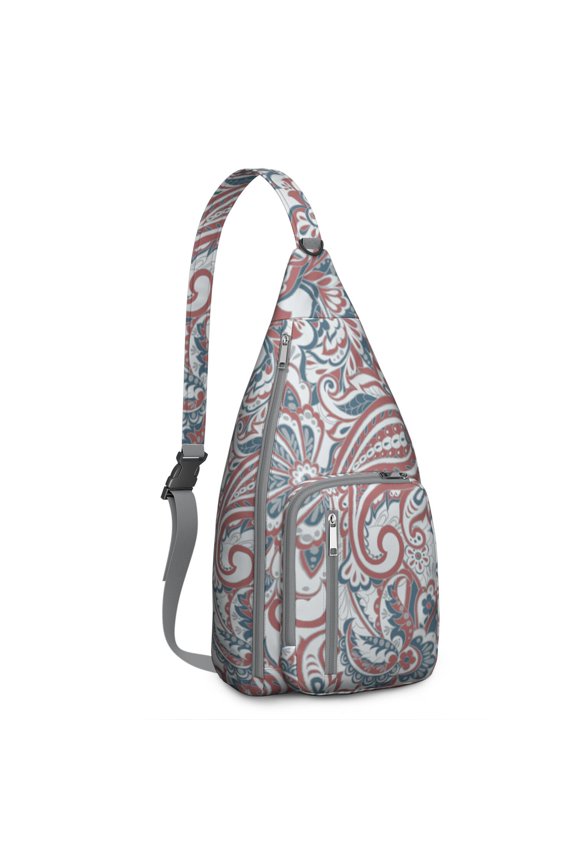 Exotic Chic Travel Sling Bag – Lightweight Vintage Shoulder Backpack with Paisley Pattern, Multipurpose Crossbody for Hiking, Commuting, Photography