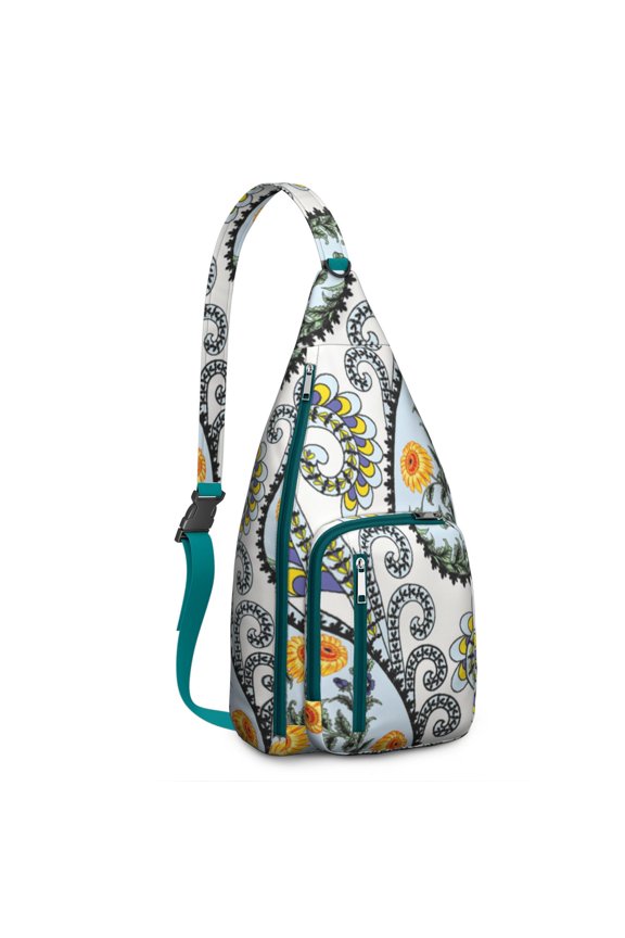 Exotic Chic Travel Sling Bag – Lightweight Vintage Shoulder Backpack with Paisley Pattern, Multipurpose Crossbody for Hiking, Commuting, Photography