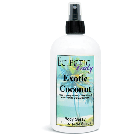 Exotic Coconut Body Spray, Eclectic Lady, Hydrating Mist, Unisex, 16 oz