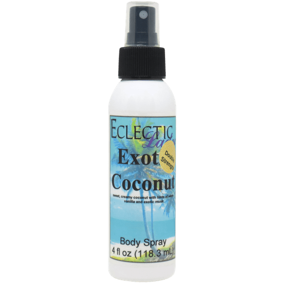 Exotic Coconut Body Spray, Eclectic Lady, Hydrating Mist, Unisex (Double Strength), 4 oz