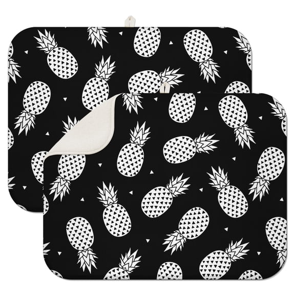Exotic Coffee Mat – Absorbent Microfiber Spill Mat with Pineapple Print and Aesthetic Pineapple Pattern, Foldable Dish Drying Pad for Coffee Bars and Kitchens