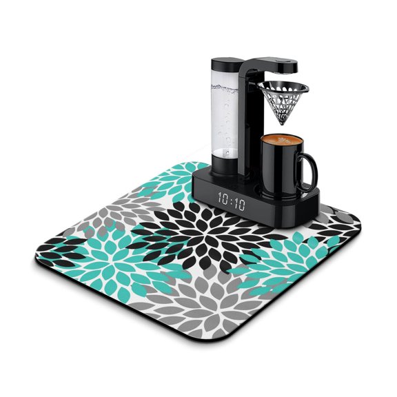 Exotic Coffee Station Mat - Vintage Rustic Floral Design, Multi-Functional Absorbent Non-Slip Kitchen Mat (15.7 x 23.111 Inch)