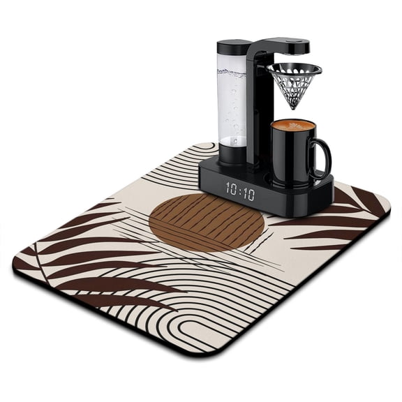 Exotic Coffee Station Mat - Vintage Rustic Floral Design, Multi-Functional Absorbent Non-Slip Kitchen Mat (15.7 x 23.8 Inch)