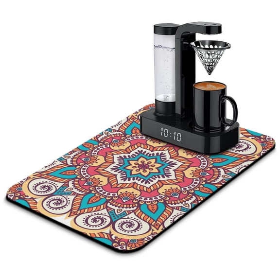 Exotic Cultural Coffee Maker Mat - 4-Layer Multipurpose Mat with Artistic Spiritual Design