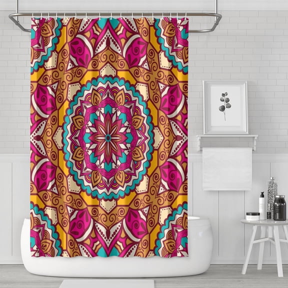 Exotic Cultural Mandala Shower Curtain 72" x 72" Premium Polyester Fade-Resistant Hotel Style