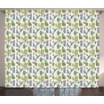 thumbnail image 1 of Ambesonne Exotic Curtains 2 Panel Set, Saguaro Plant Floral, 108" x 63", Lime Green and Slate Blue, 1 of 3