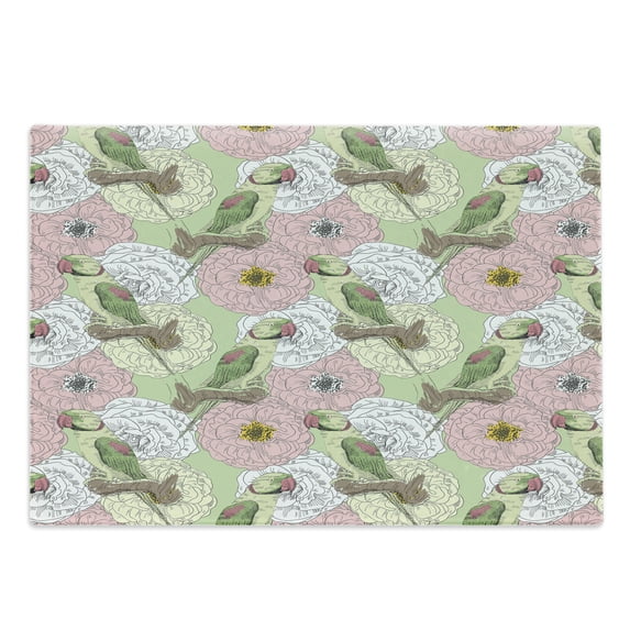Exotic Cutting Board, Illustration of Tropical Island Flowers and Parrots Drawn by Hand, Decorative Tempered Glass Cutting and Serving Board, in 3 Sizes, by Ambesonne