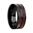 thumbnail image 1 of Exotic Dark Walnut Wood Twin Inlay Black Titanium Wedding Band, 8mm, Size 8.5, 1 of 4