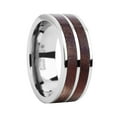 thumbnail image 1 of Exotic Dark Walnut Wood Twin Inlay Titanium Wedding Ring, 8mm, Size 6.5, 1 of 4