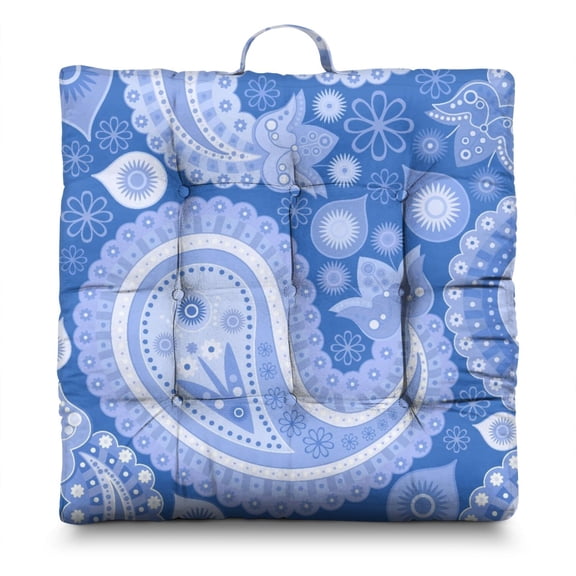 Exotic Decorative Meditation Seat - Japanese-Style Floor Pillow with Artistic Ethnic Pattern, Soft & Resilient Filling