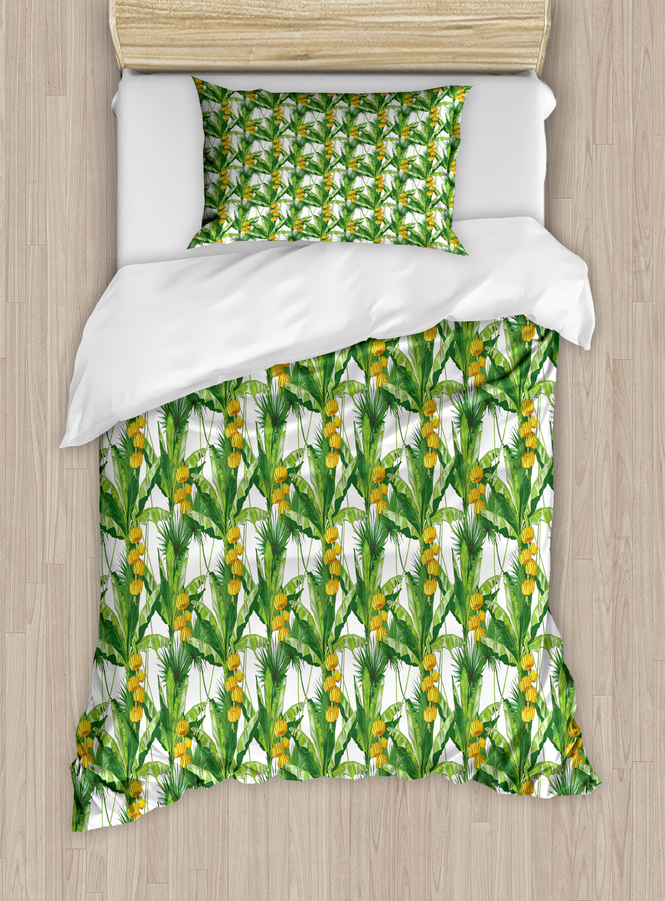 Floral Banana Leaves Elephant Print Duvet Cover Bedding Set