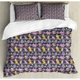 thumbnail image 1 of Exotic Duvet Cover Set King Size, Tropical Blooming Foliage Buds Brazilian Monstera Island Coconut, Decorative 3 Piece Bedding Set with 2 Pillow Shams, Mustard and Dark Blue Grey, by Ambesonne, 1 of 3