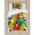 thumbnail image 1 of Exotic Duvet Cover Set Twin Size, Colorful Tropical Fauna and Botany Composition with Flowers and Birds, Decorative 2 Piece Bedding Set with 1 Pillow Sham, Multicolor, by Ambesonne, 1 of 3