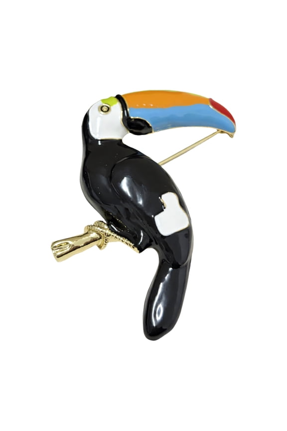 Exotic Enameled Parrots Collar Necklace Unique Handcrafted Jewelry Accessory Gift Elegant Parrots Brooch Pin