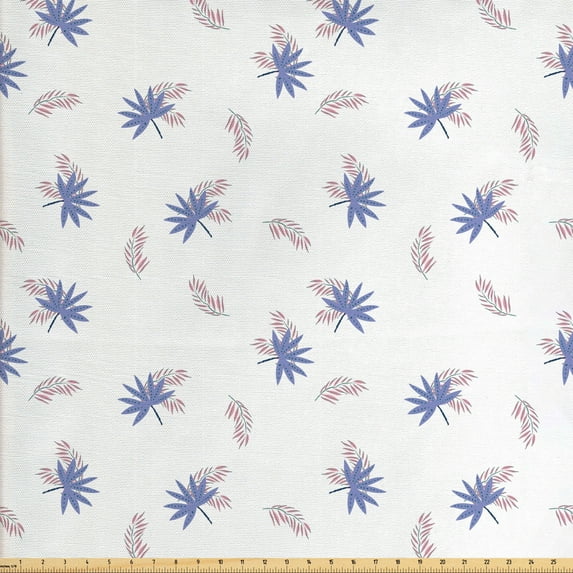 Exotic Fabric by the Yard, Botanical Theme Tropical Dotted Palm Leaves Pattern Abstarct Art, Decorative Upholstery Fabric for Sofas and Home Accents, Ceil Blue White and Pale Pink by Ambesonne