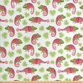 thumbnail image 1 of Ambesonne Exotic Fabric by the Yard Upholstery, Chameleons and Palm Leaves, 5 Yards, Dark Coral Green, 1 of 4