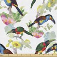 thumbnail image 1 of Exotic Fabric by the Yard, Watercolor Style Tropical Branches Design with Toucan Birds on a Plain Background, Decorative Upholstery Fabric for Sofas and Home Accents, Multicolor by Ambesonne, 1 of 5