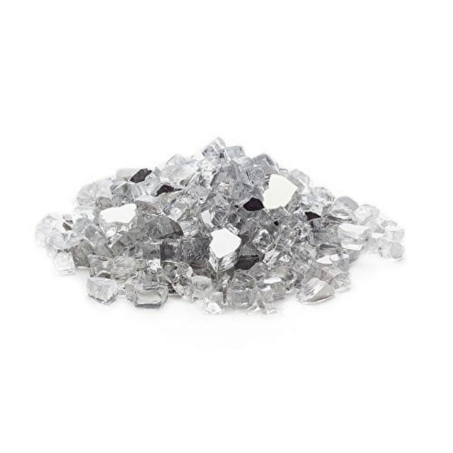 Exotic Fire Glass | Silver Reflective Fire Pit Glass | 25 Pound Bag | Medium 1/2 Inch Glass Size | Perfect for Any Natural Gas or Propane Outdoor Fire Pit