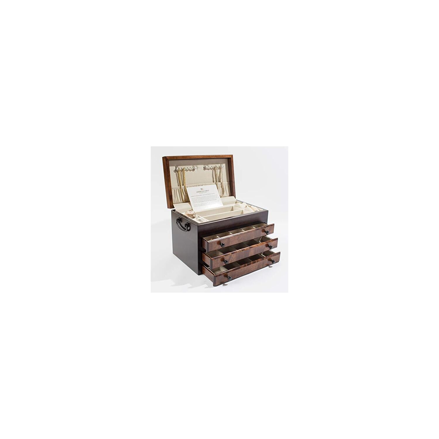 Matte Black Walnut and Flaming Birch Jewelry Box with Lock