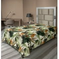 thumbnail image 1 of Ambesonne Exotic Flat Bedding Sheet Soft Top Sheet, Bird Flowers Tropical Design, Twin, Marigold Green Eggshell, 1 of 1