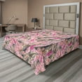 thumbnail image 1 of Ambesonne Exotic Flat Bedding Sheet Soft Top Sheet, Vintage Floral Ornament Wild, King, Pink and Sage Green, 1 of 1