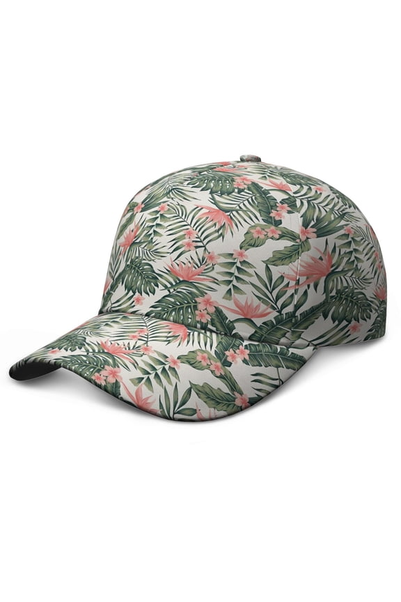 Exotic Floral Adjustable Snapback Hat - Botanical Jungle Leaves Baseball Cap for Outdoor Enthusiasts