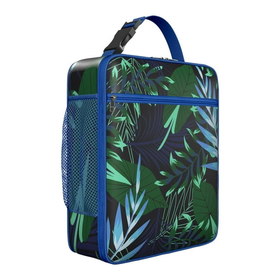 Exotic Floral Botanical Jungle Leaves Insulated Lunch Bag – Tropical Floral Hawaiian Print Jungle Leaves Summer Beach Hawaiian Hibiscus Summer Hawaiian Palm Leaf Tropical Boho Resort Tote