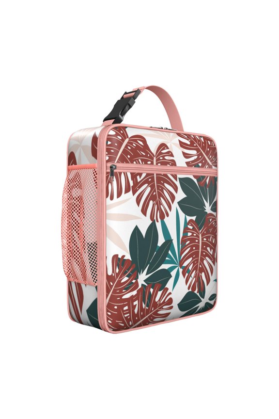 Exotic Floral Botanical Jungle Leaves Insulated Lunch Bag – Tropical Floral Hawaiian Print Jungle Leaves Summer Beach Hawaiian Hibiscus Summer Hawaiian Palm Leaf Tropical Boho Resort Tote