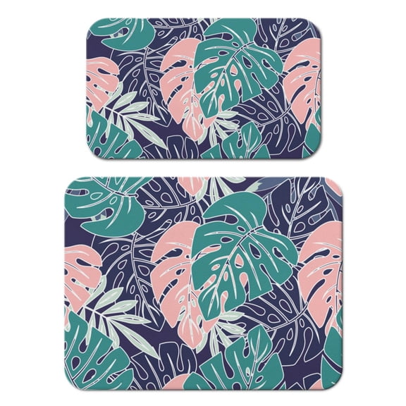 Exotic Floral Coffee Bar Mat, Summer Aesthetic Diatom Mud Dish Drying Pad, Tropical Vibes Kitchen Counter Mat