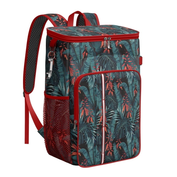 Exotic Floral Insulated Cooler Backpack, Leakproof Lunch Bag with Tropical Flower Pattern for Hiking and Beach