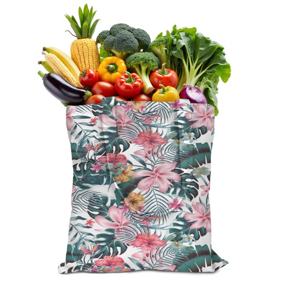 Exotic Floral Reusable Fabric Tote - Foldable, Durable & Large Capacity Bag