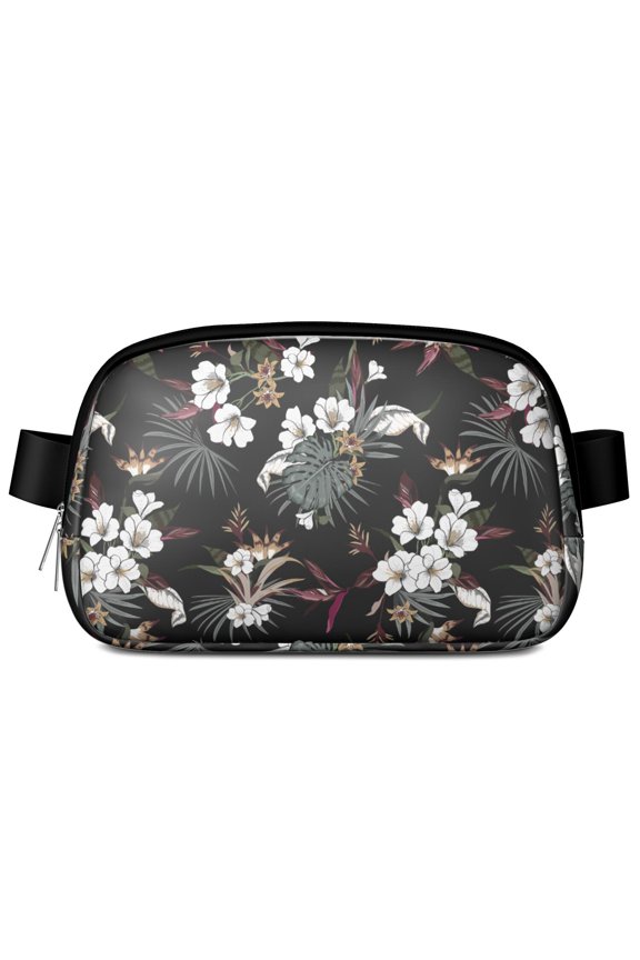 Exotic Floral Waist Pack – Waterproof Fanny Pack with Lush Jungle Leaves & Blooms, Boho-Chic for Music Festivals & Poolside Lounging