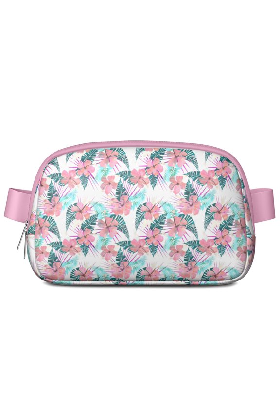 Exotic Floral Waist Pack – Waterproof Fanny Pack with Lush Jungle Leaves & Blooms, Boho-Chic for Music Festivals & Poolside Lounging