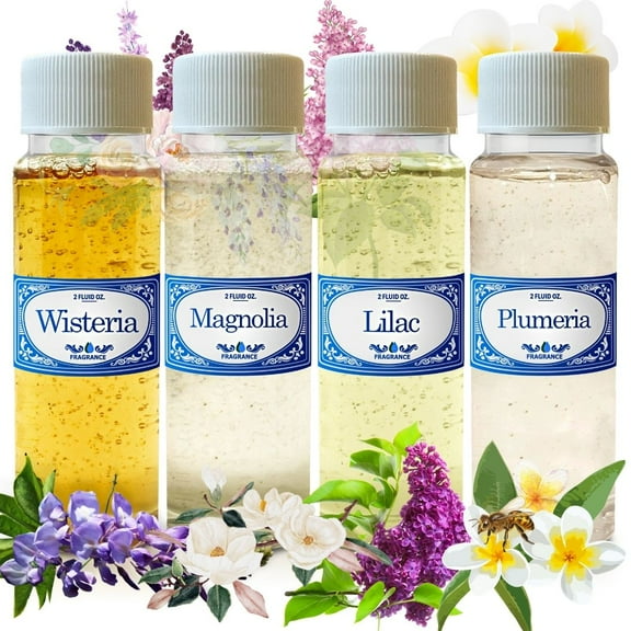 Exotic Flowers Concentrated 2.0 fl oz Fragrances Pack | Magnolia | Plumeria | Wisteria | Lilac | for Rainmate, Water Vacuums, Rainbow, Hyla, Diffusers, Aromatherapy