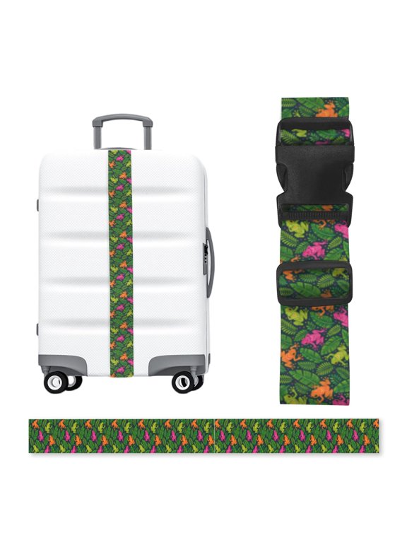 Exotic Frog Jungle Print Adjustable Luggage Strap, 2-Inch Wide Heavy-Duty Suitcase Belt, Buckle Travel Bag Securing Band