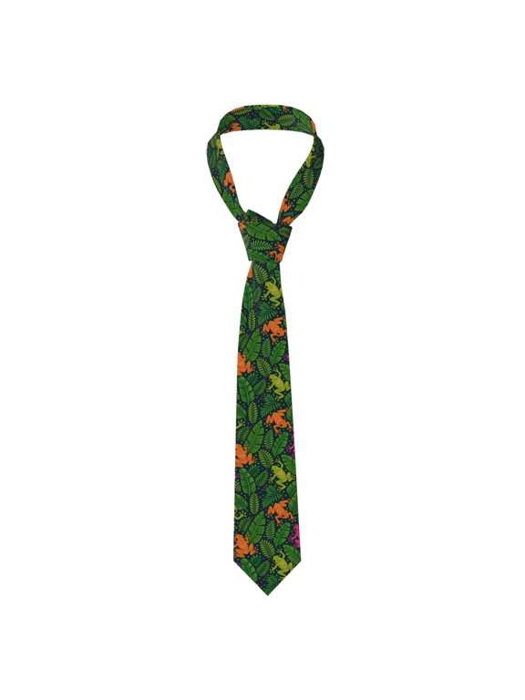 Exotic Frog Jungle Print Men's Neck Tie Casual Necktie Formal Business Wedding Party