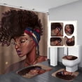 thumbnail image 1 of Exotic Girl Shower Curtain 4-Piece Set African Black Girl Shower Curtain Set with Non-Slip Carpet Toilet Lid Cover Bath Mat (Color 72"x72" Shower Curtain Set), 1 of 9