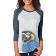 thumbnail image 1 of Exotic Gold Blue Macaw Unisex Raglan T Shirt, 1 of 1