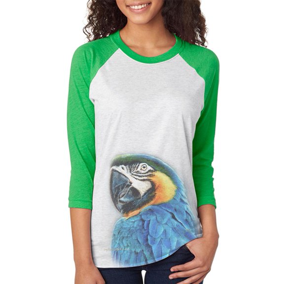 Exotic Gold Blue Macaw Unisex Raglan T Shirt