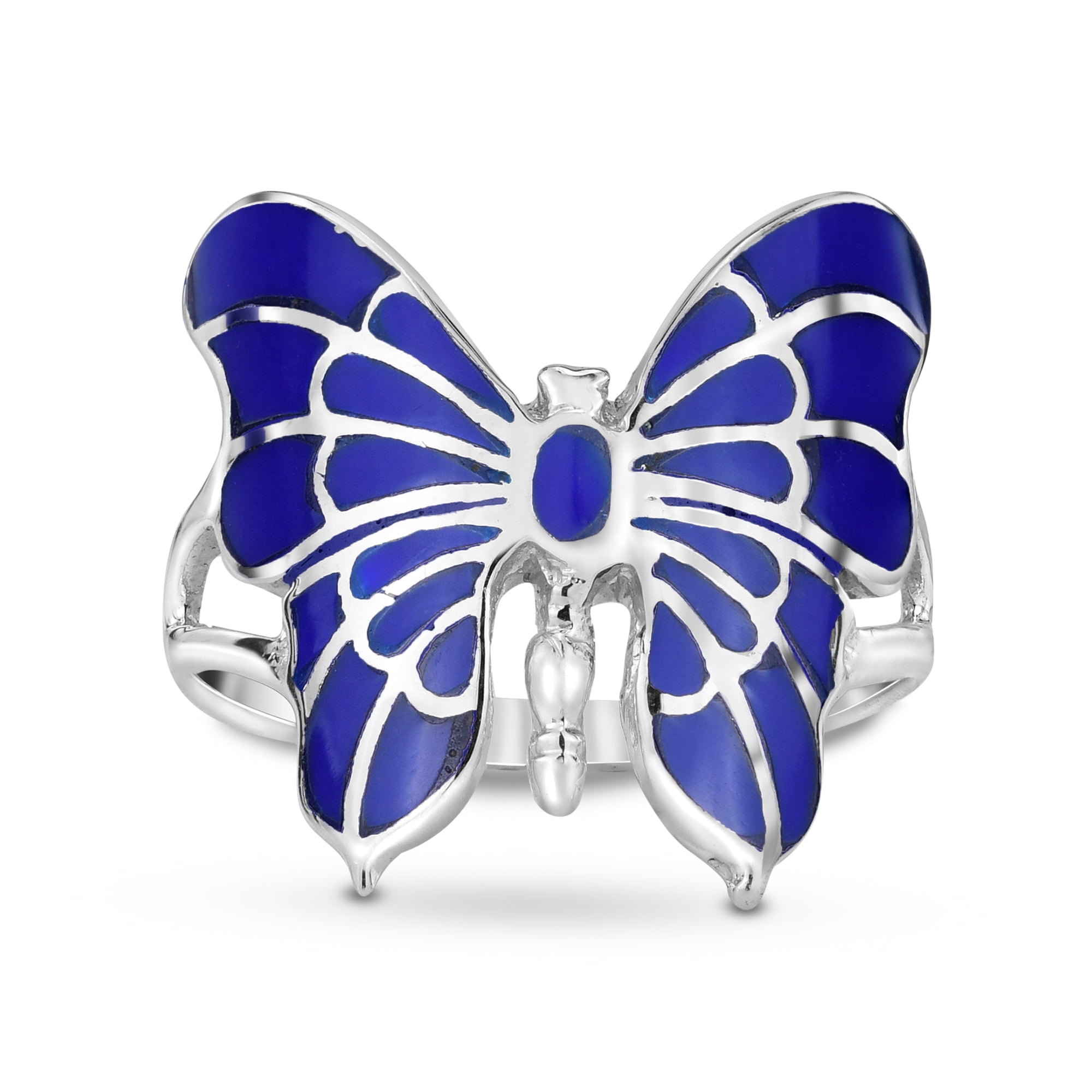 Exotic Graceful Butterfly Abalone Shell Inlay Sterling Silver Ring for  Female Anniversary Size-9 