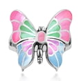 thumbnail image 1 of Exotic Graceful Butterfly Multi-Color Shell Inlay Sterling Silver Ring-9, 1 of 5