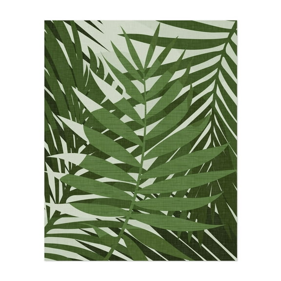 Exotic Green Leaves - Illustration Botanical Tropical Palm Tree Nature Floral Pattern Minimalist Unframed Wall Art Print 8 x 10 inches