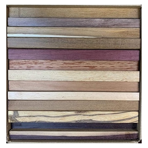 Exotic Hardwood Lumber Ends - Tropical Woods for Crafts & Small Projects - Ethically Sourced, 1/2"-2" Thick - Variety Pack (Purpleheart, Teak, Ipe & More)