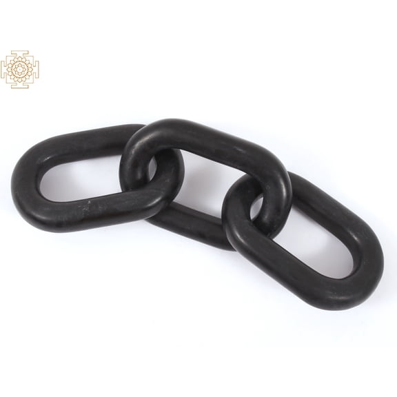 Exotic India Black Stone Chain Link Sculpture in Black Stone, Handmade Decorative Tabletop Accent