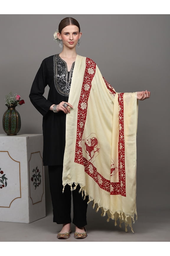 Transparent-Yellow Hindu Prayer Shawl with Printed Blessing Lord Shiva